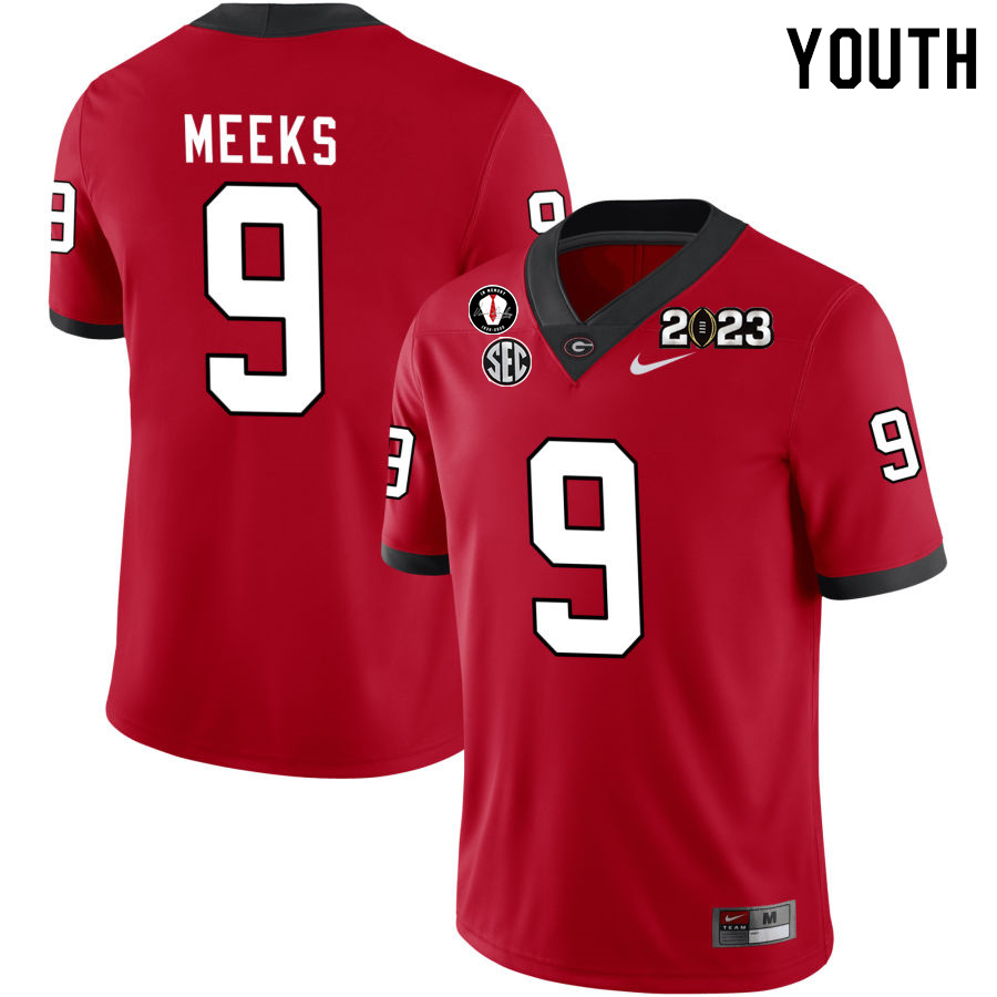 Georgia Bulldogs Youth Jackson Meeks #9 Red 2022-23 CTP National Championship Stitched College UGA Football Jersey 23JN016HV